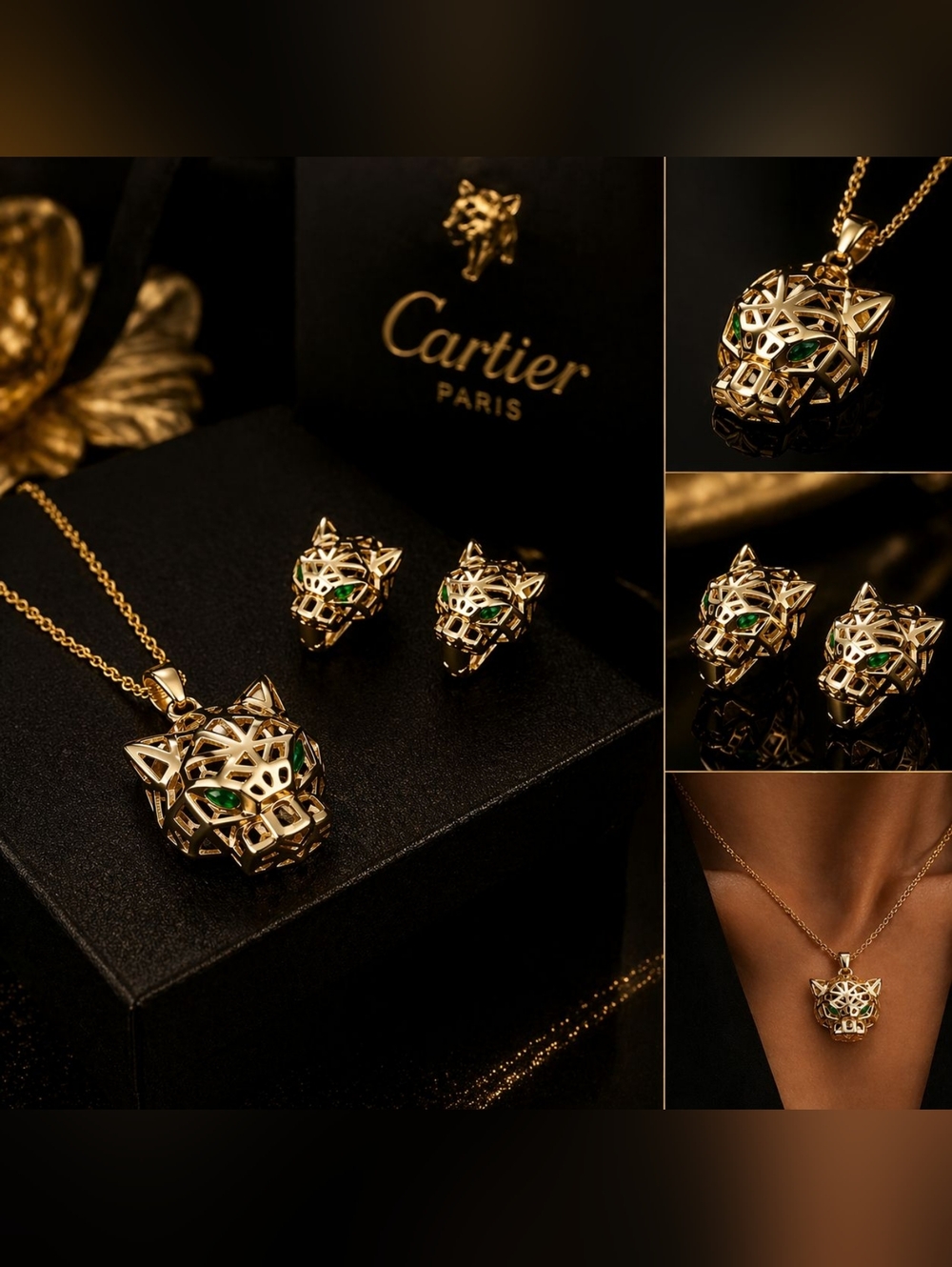 Gold Leopard Head Pendant Necklace - Women Jewelry - Picture 3 of 4
